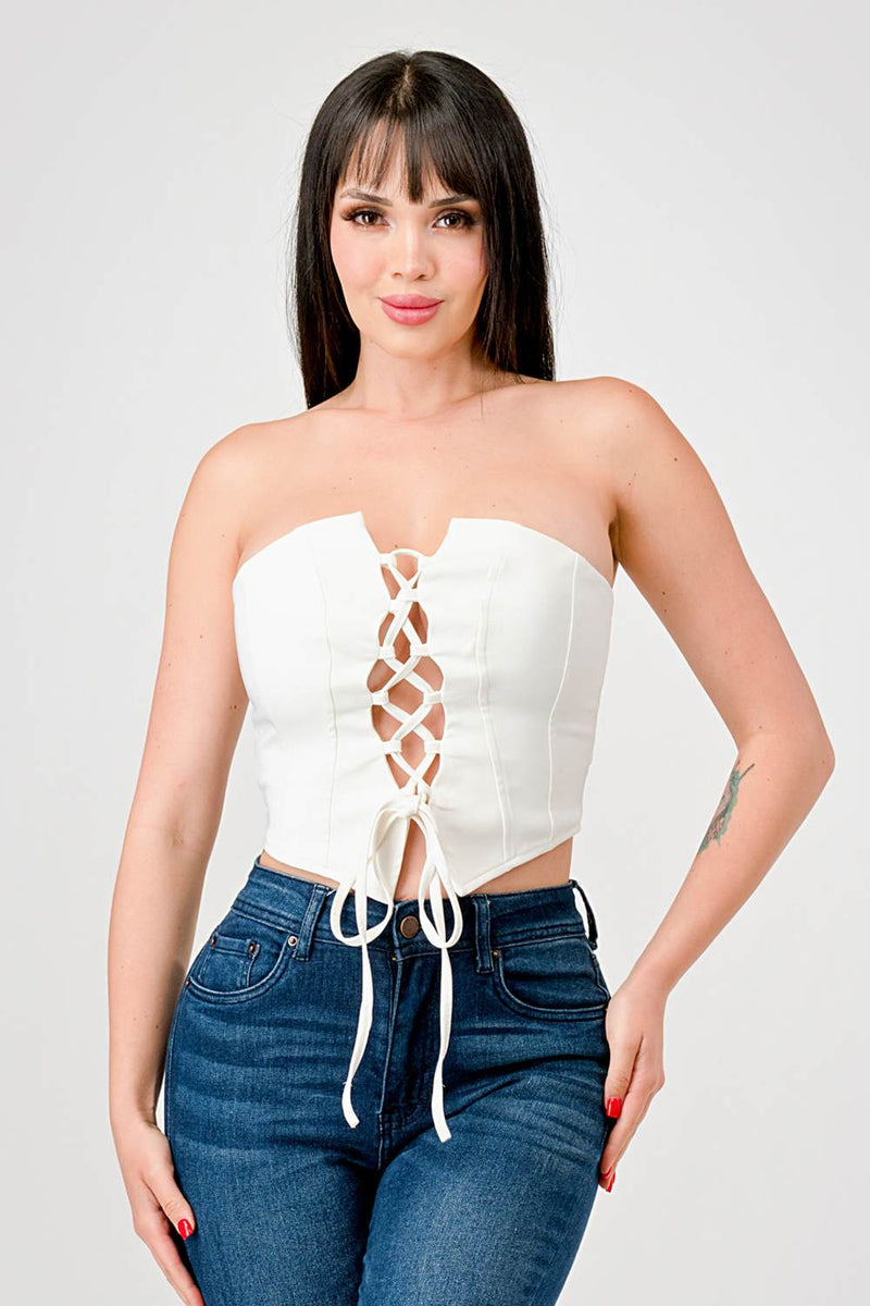 Lace-Up Bustier Tube Top