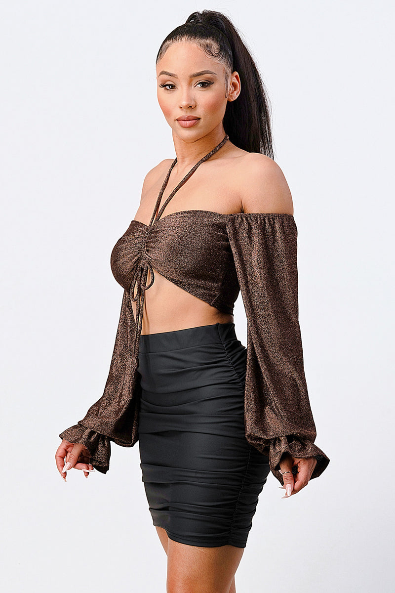 Chic Shirred Halter Elegant Top