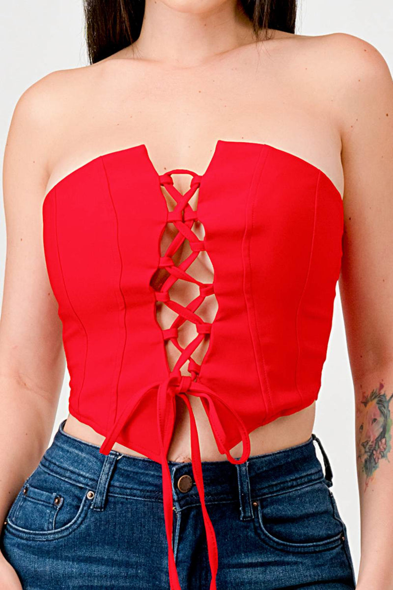 Lace-Up Bustier Tube Top
