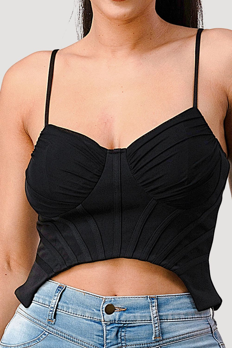 Sophisticated Contrast Bustier Top