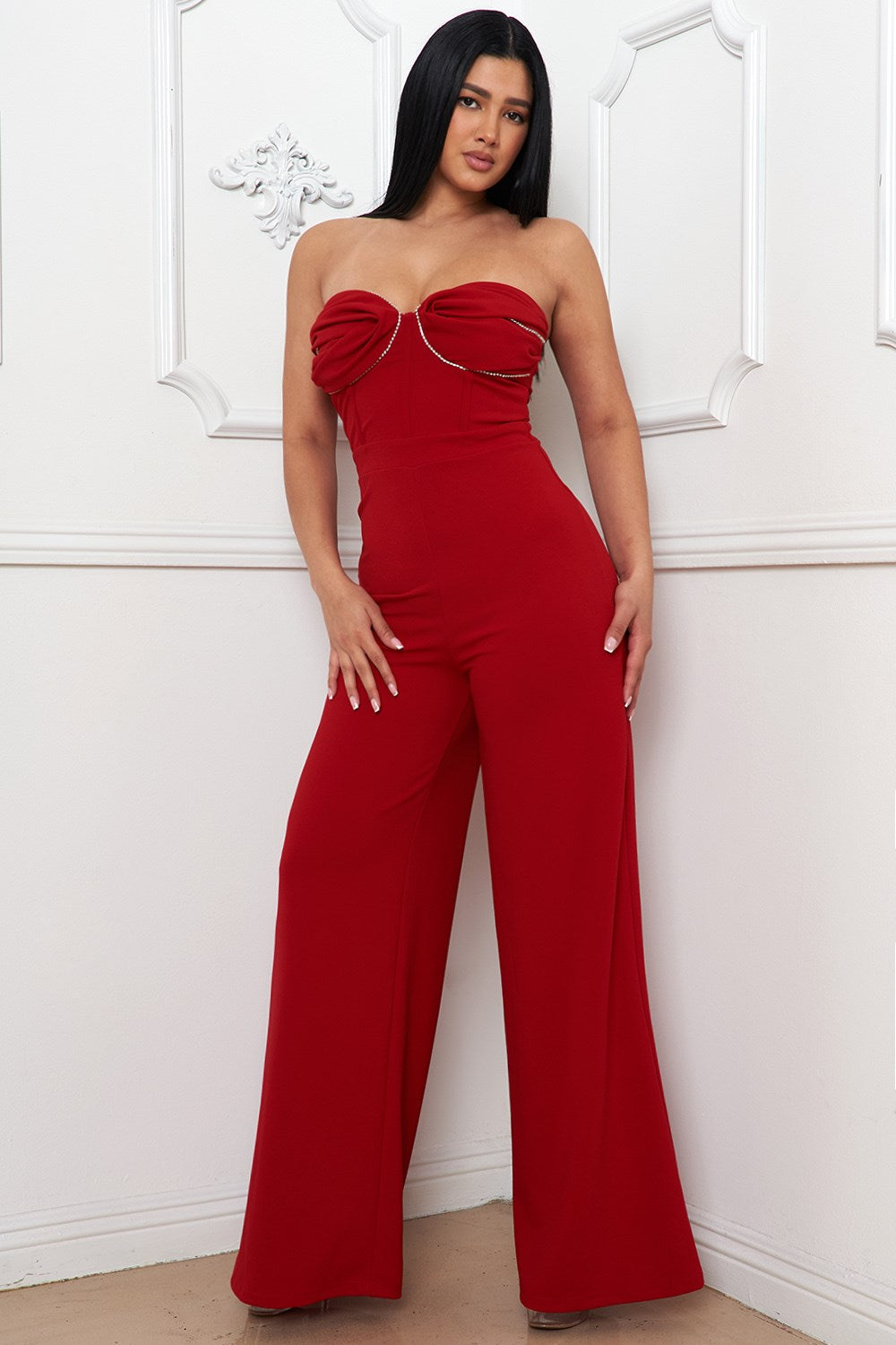 Rhinestone Tube Top Jumpsuit