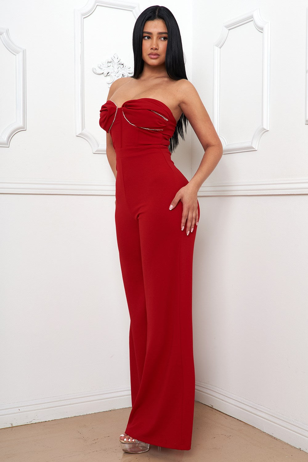 Rhinestone Tube Top Jumpsuit