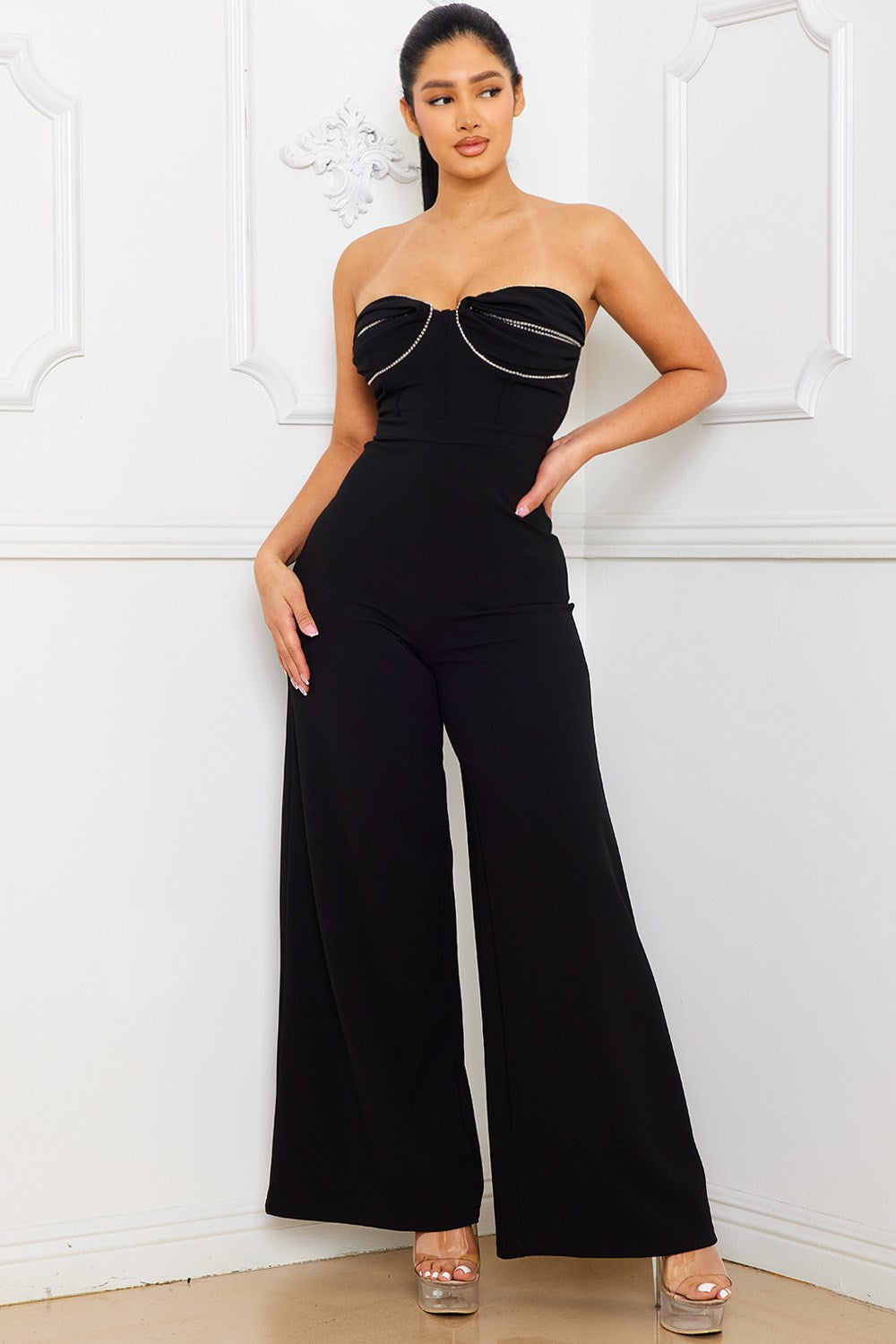 Rhinestone Tube Top Jumpsuit