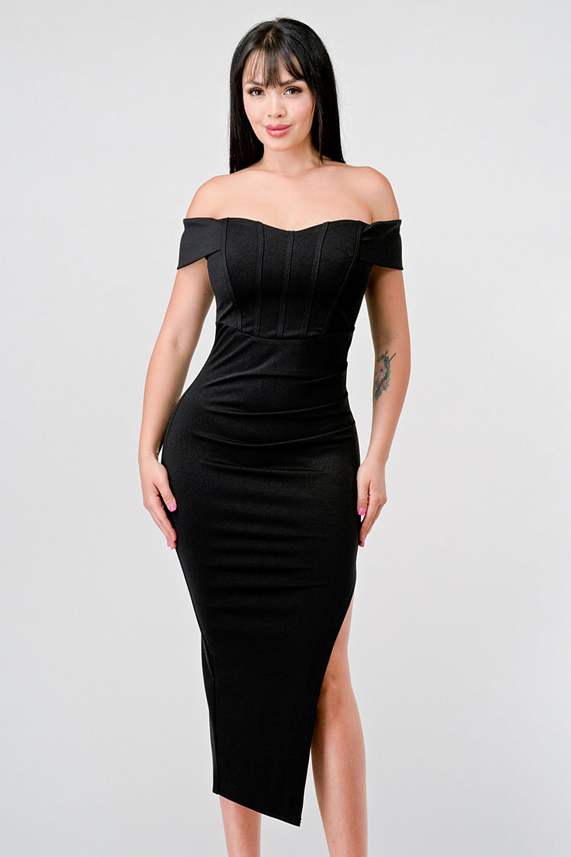 Nylon Elegant Off-Shoulder Dress