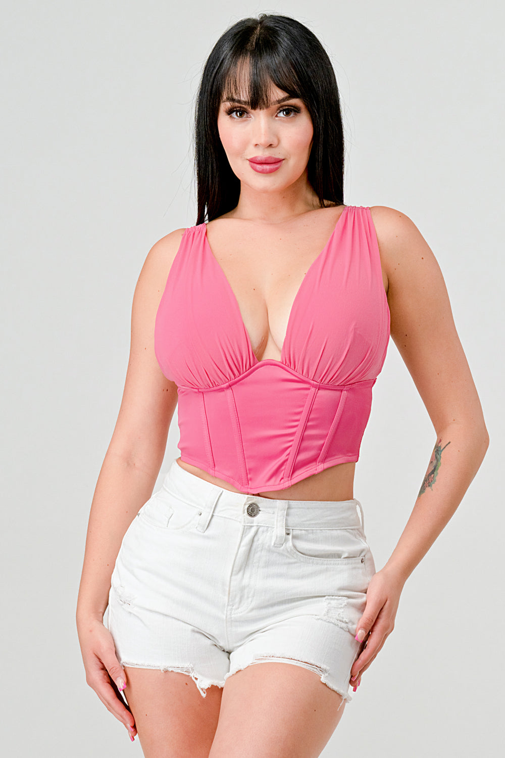 Satin Plunge Bustier Top