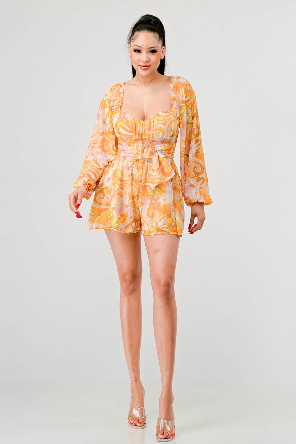 Sweetheart Smocked Sleeve Romper