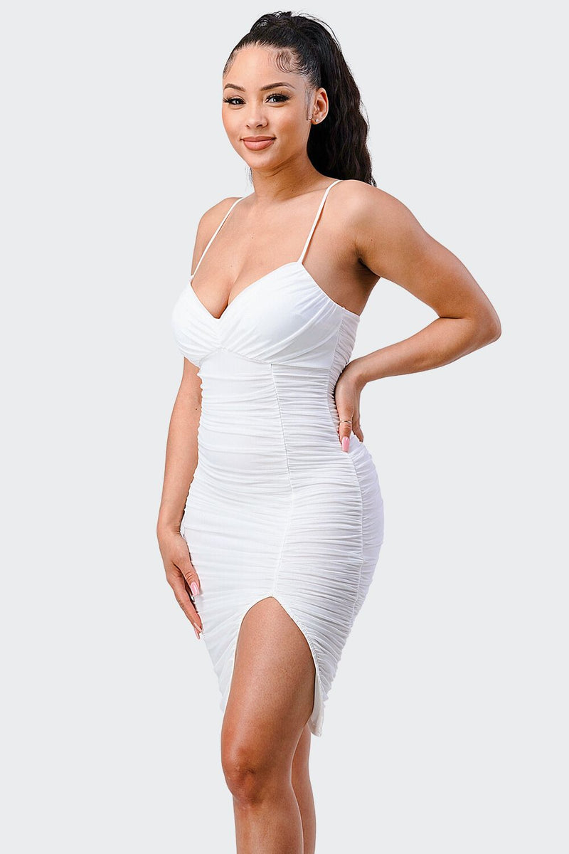 Mesh Deep-V Bodycon Dress