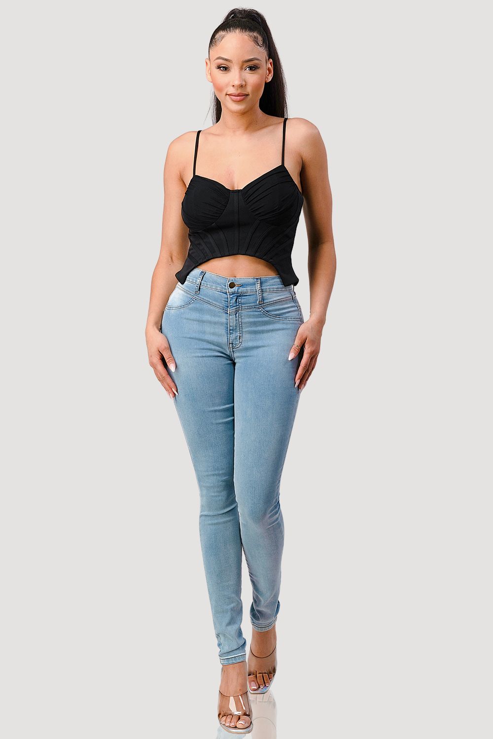 Sophisticated Contrast Bustier Top