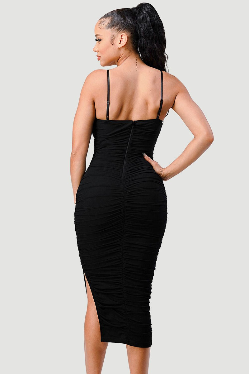 Luxurious Meshed Slit Dress