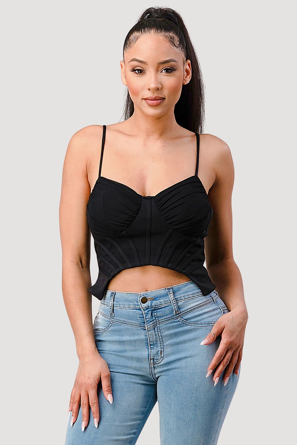 Sophisticated Contrast Bustier Top
