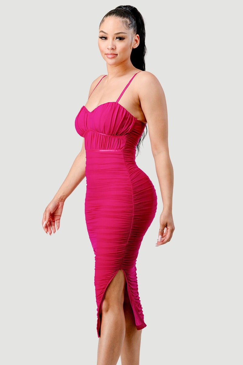 Luxurious Meshed Slit Dress