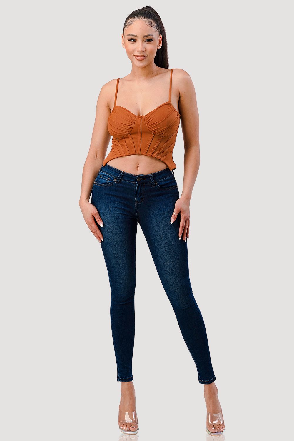 Sophisticated Contrast Bustier Top