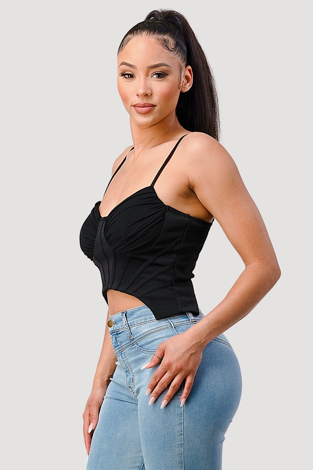 Sophisticated Contrast Bustier Top