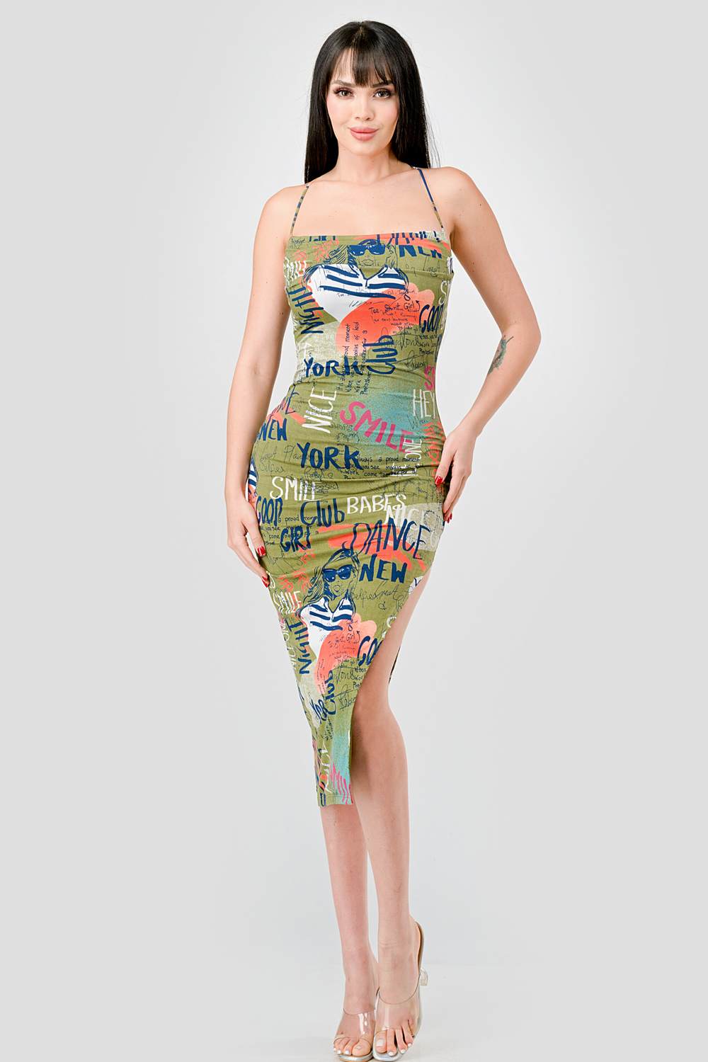 Venechia Print Cowl Midi Dress