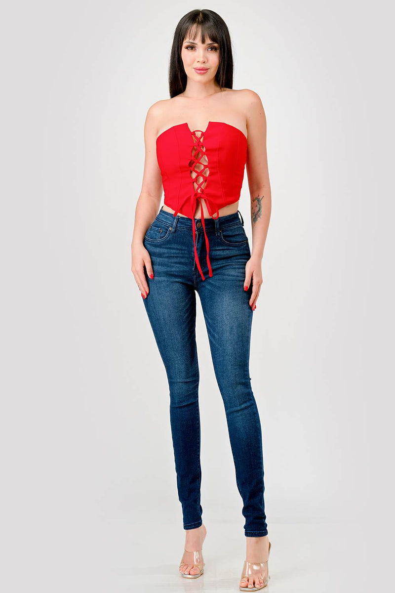 Lace-Up Bustier Tube Top