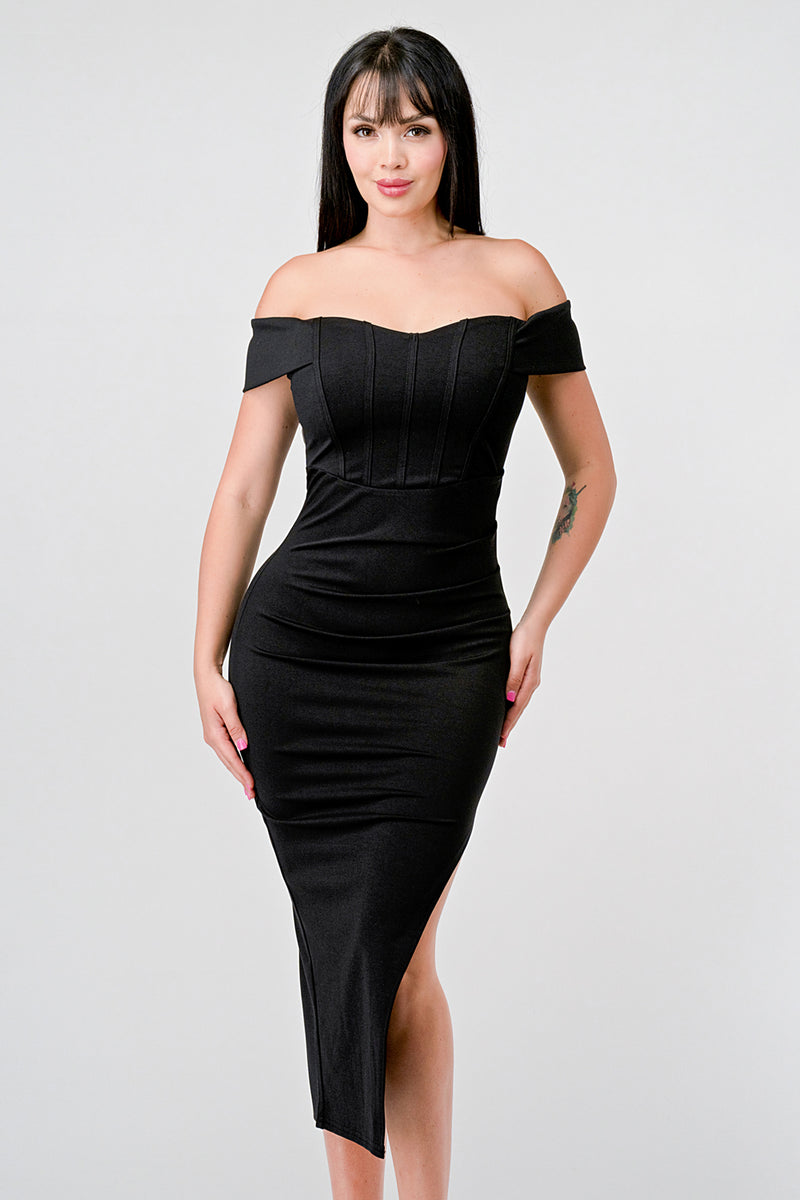 Nylon Elegant Off-Shoulder Dress