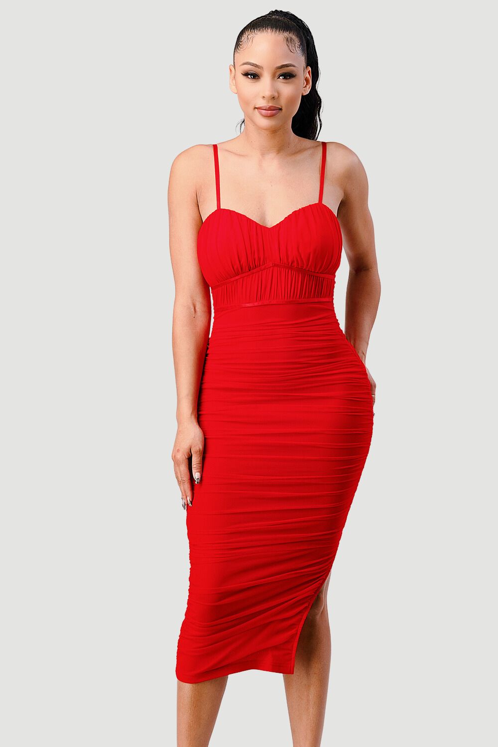 Luxurious Meshed Slit Dress