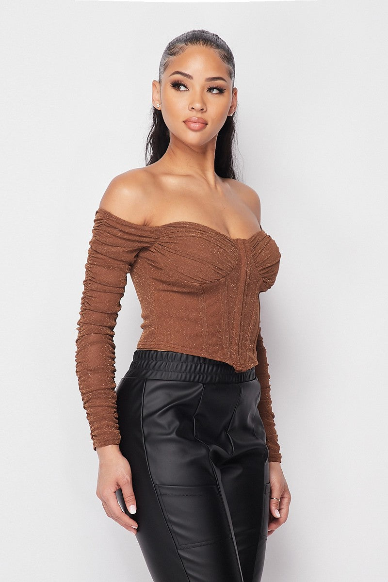 Sequin Ruched Bustier Top