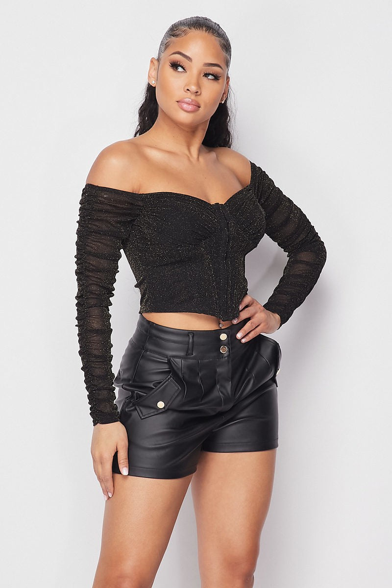 Sequin Ruched Bustier Top