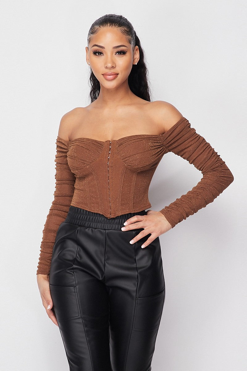 Sequin Ruched Bustier Top