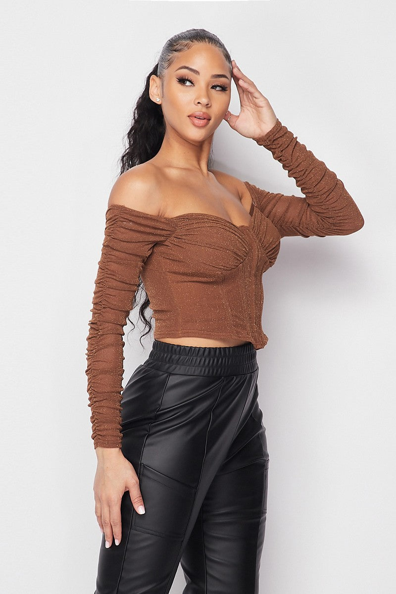 Sequin Ruched Bustier Top