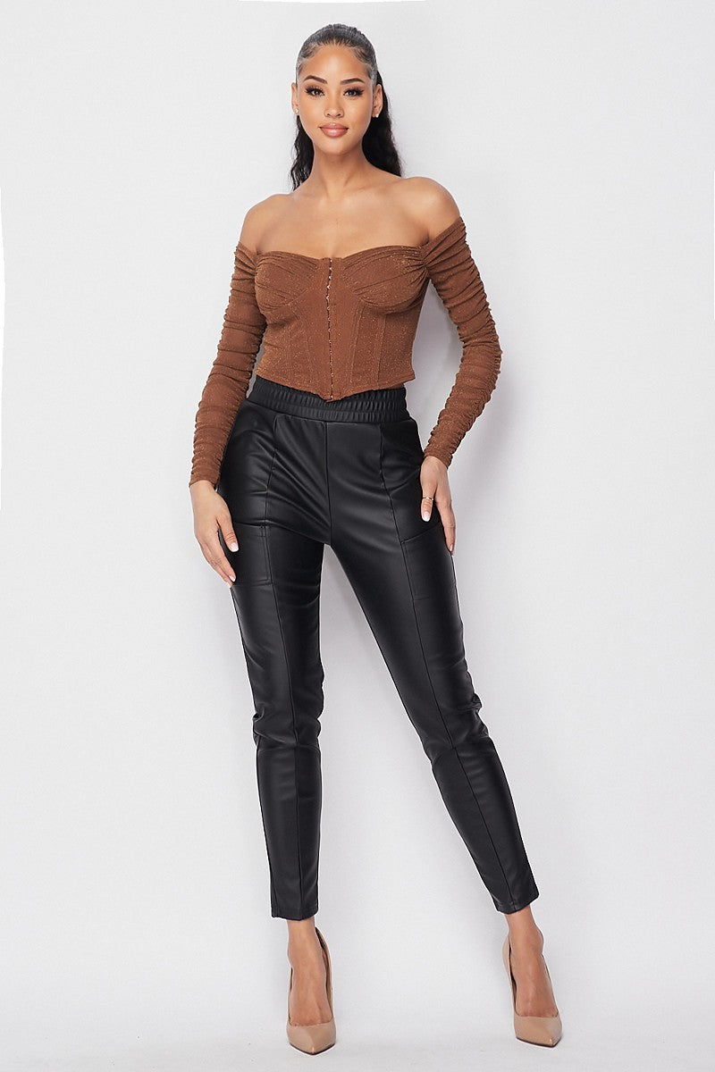 Sequin Ruched Bustier Top