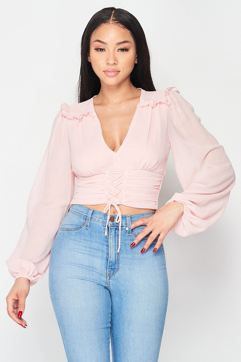 Ruffled Tie Bell Elegant Top