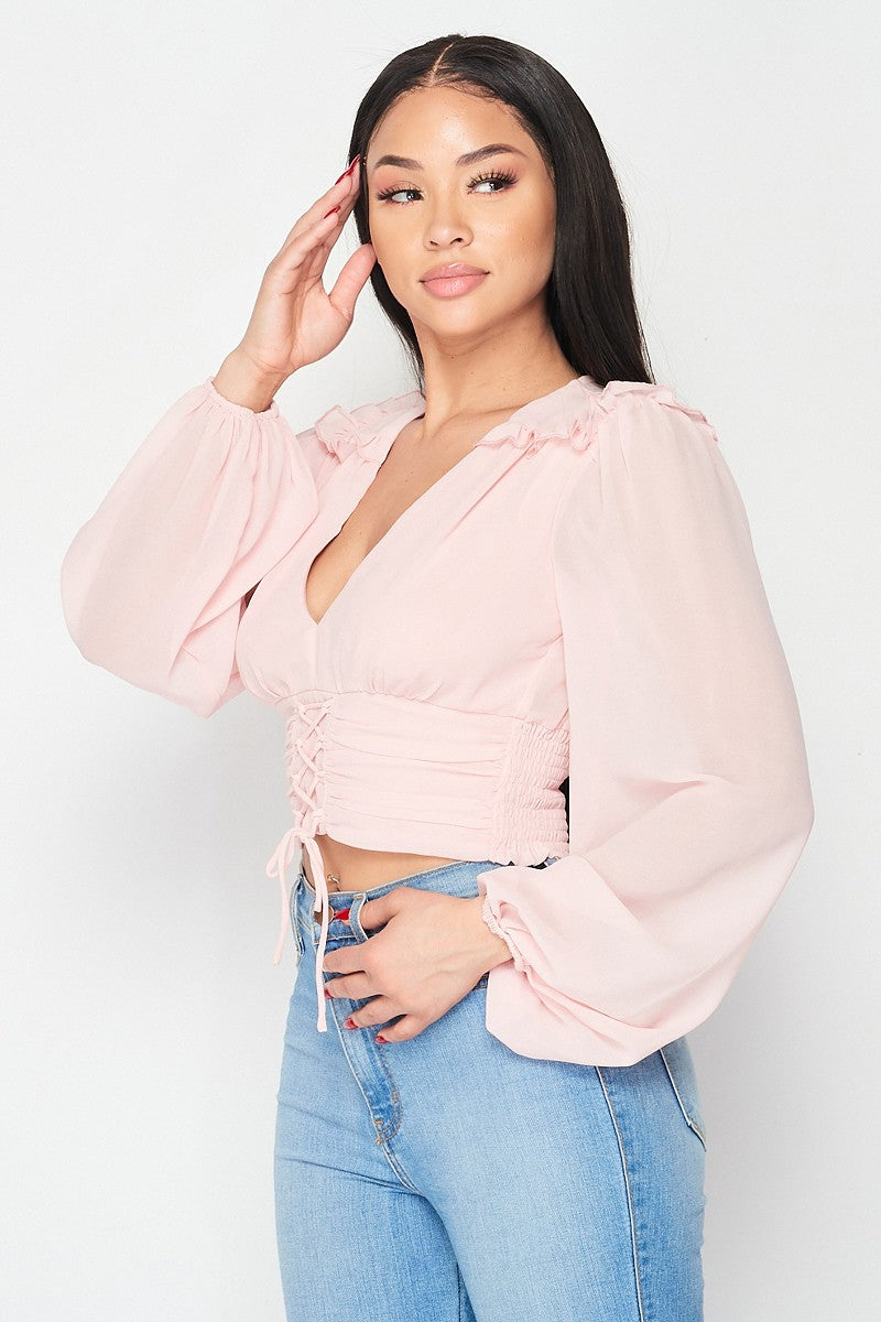 Ruffled Tie Bell Elegant Top