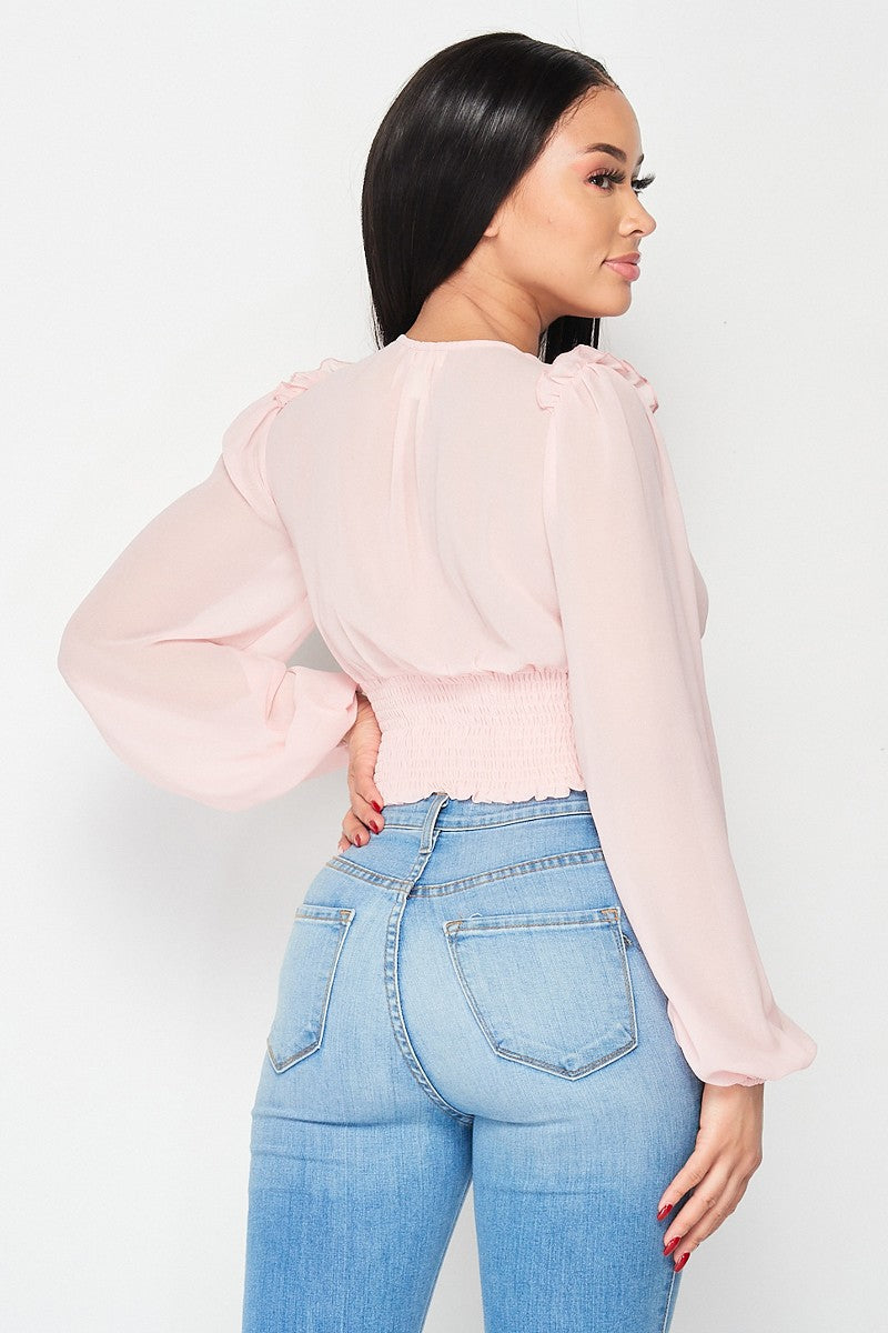 Ruffled Tie Bell Elegant Top