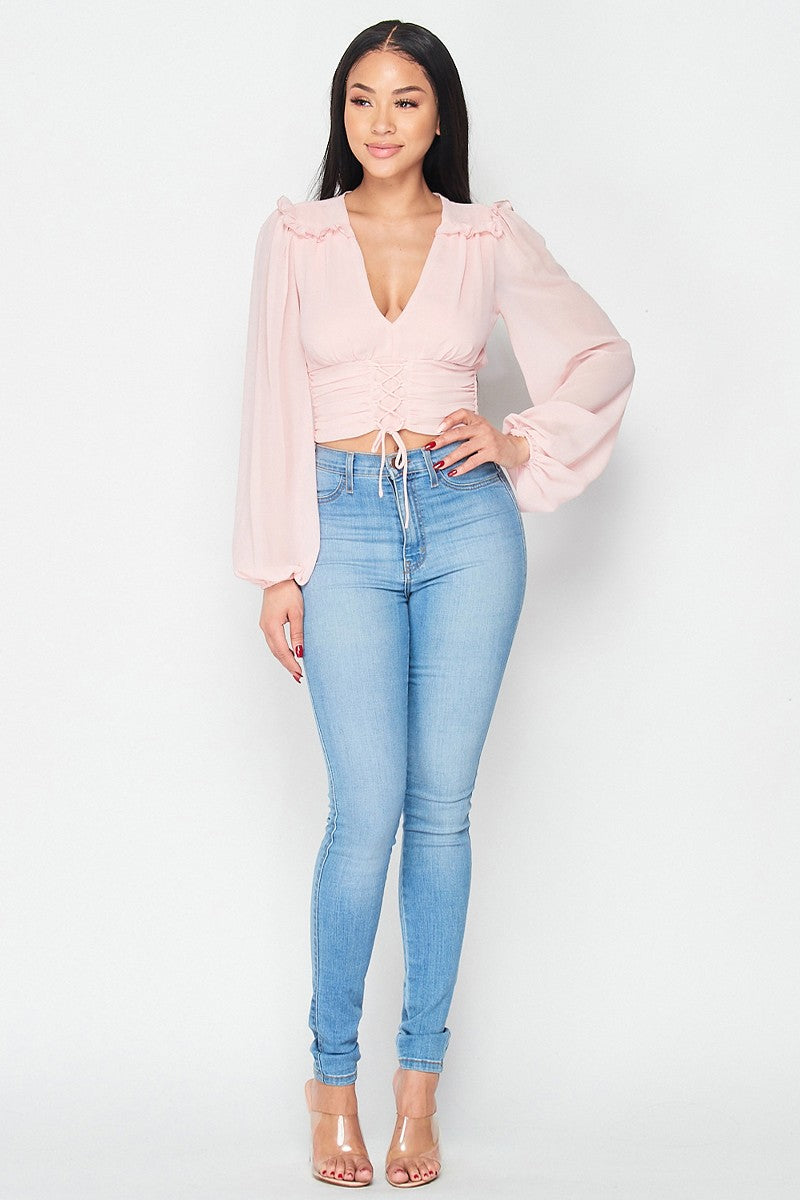 Ruffled Tie Bell Elegant Top