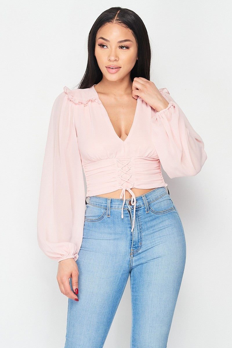 Ruffled Tie Bell Elegant Top