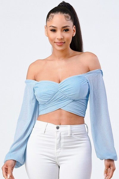 Off-Shoulder Puff Sleeve Crop Top