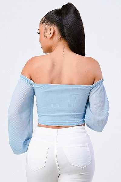 Off-Shoulder Puff Sleeve Crop Top