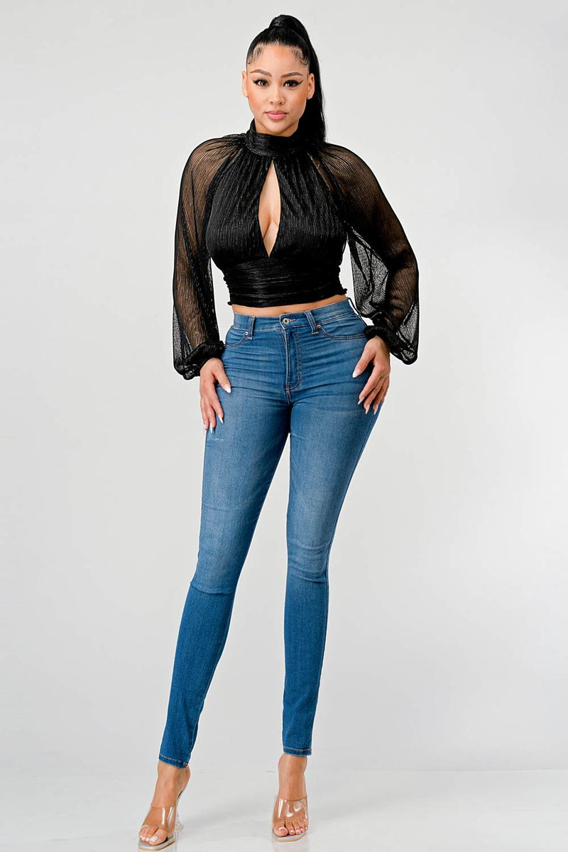Sheer Bell Sleeves Top
