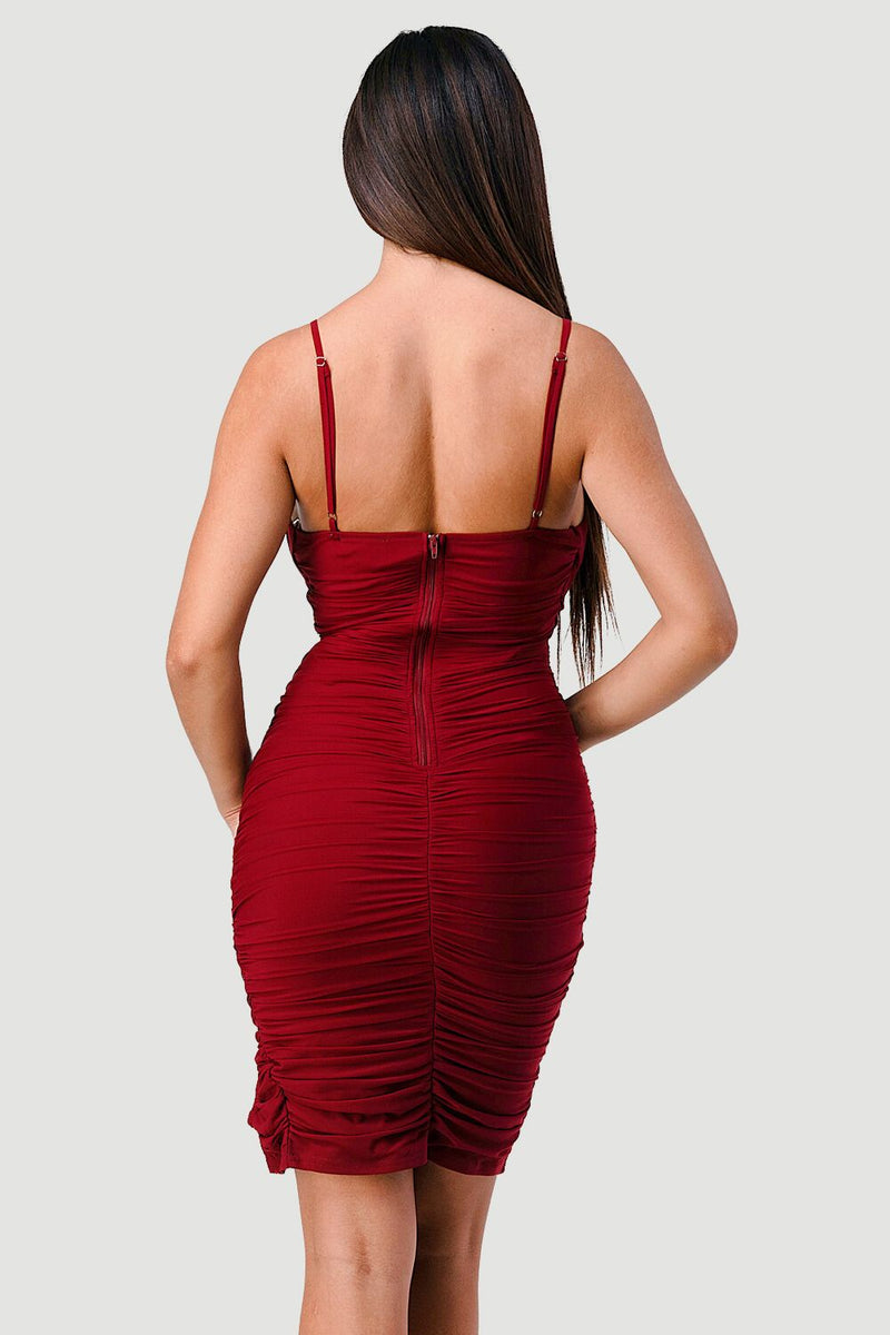 Mesh Deep-V Bodycon Dress