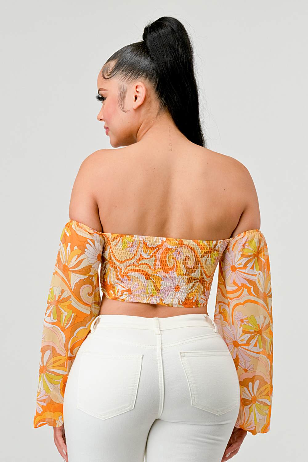 Floral Marble Lace-Up Top