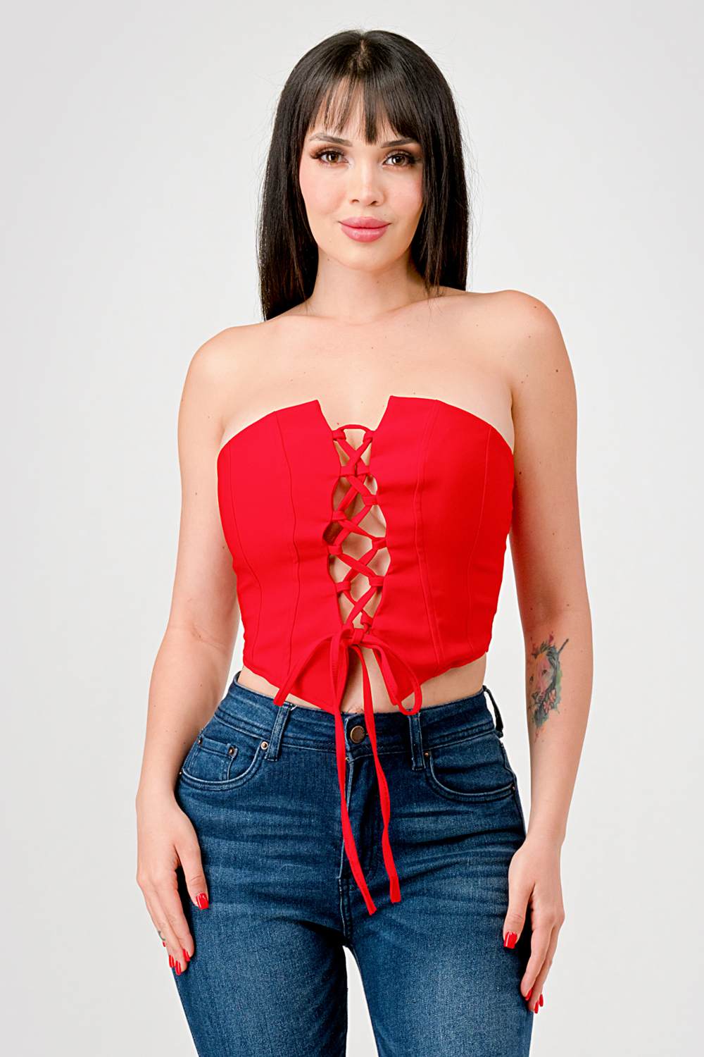 Lace-Up Bustier Tube Top