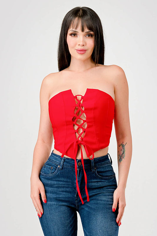 Lace-Up Bustier Tube Top