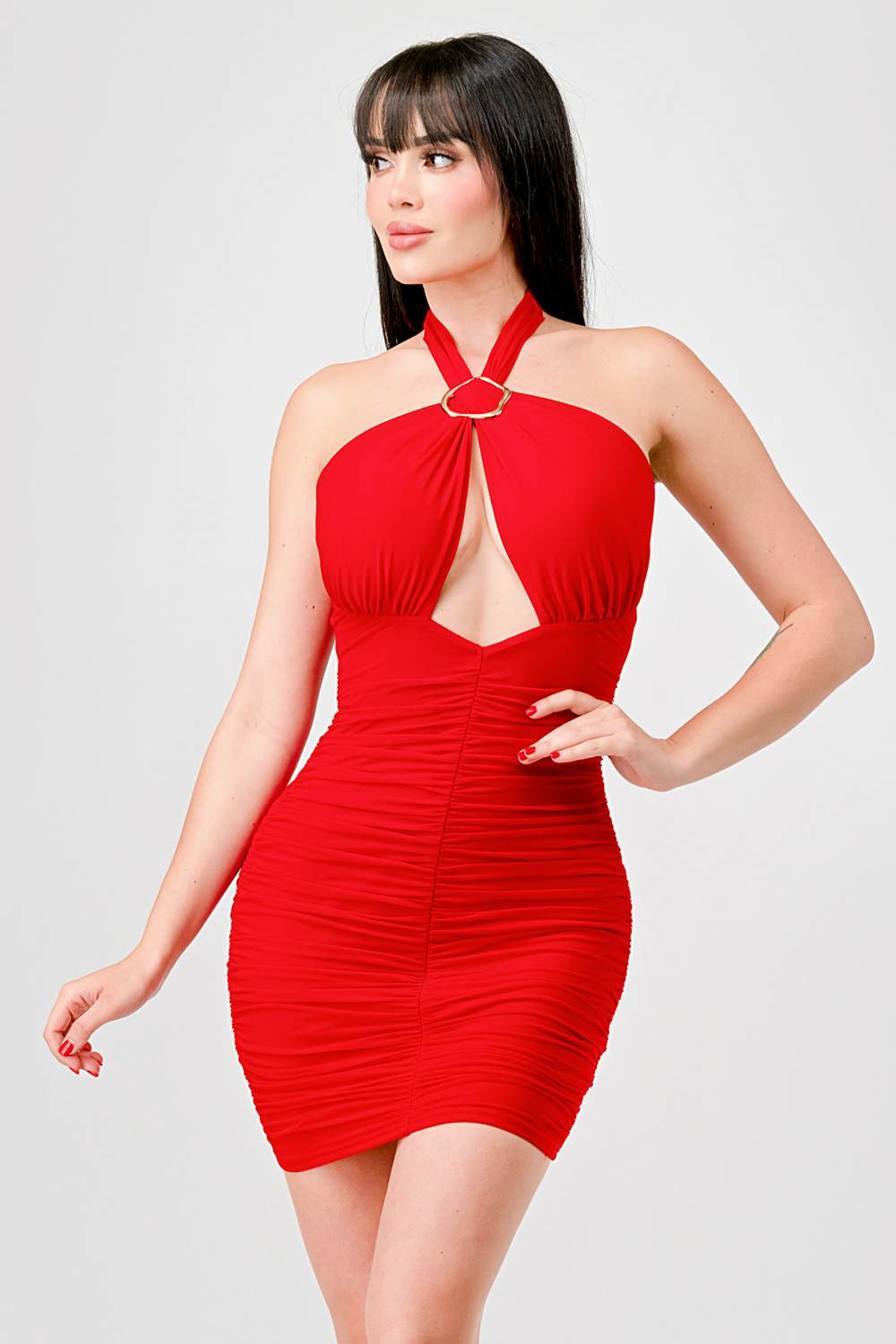 Mesh Gold Belted Mini Dress