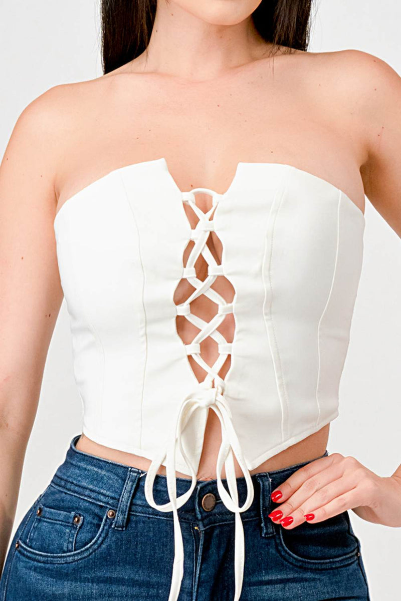 Lace-Up Bustier Tube Top