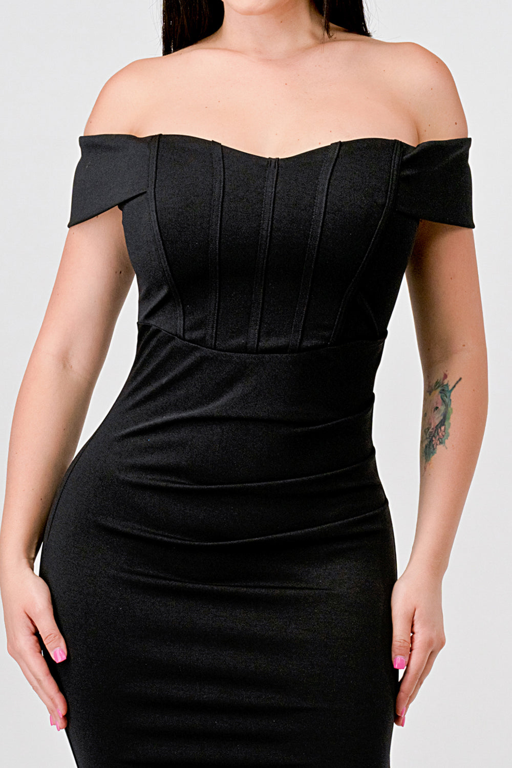 Nylon Elegant Off-Shoulder Dress