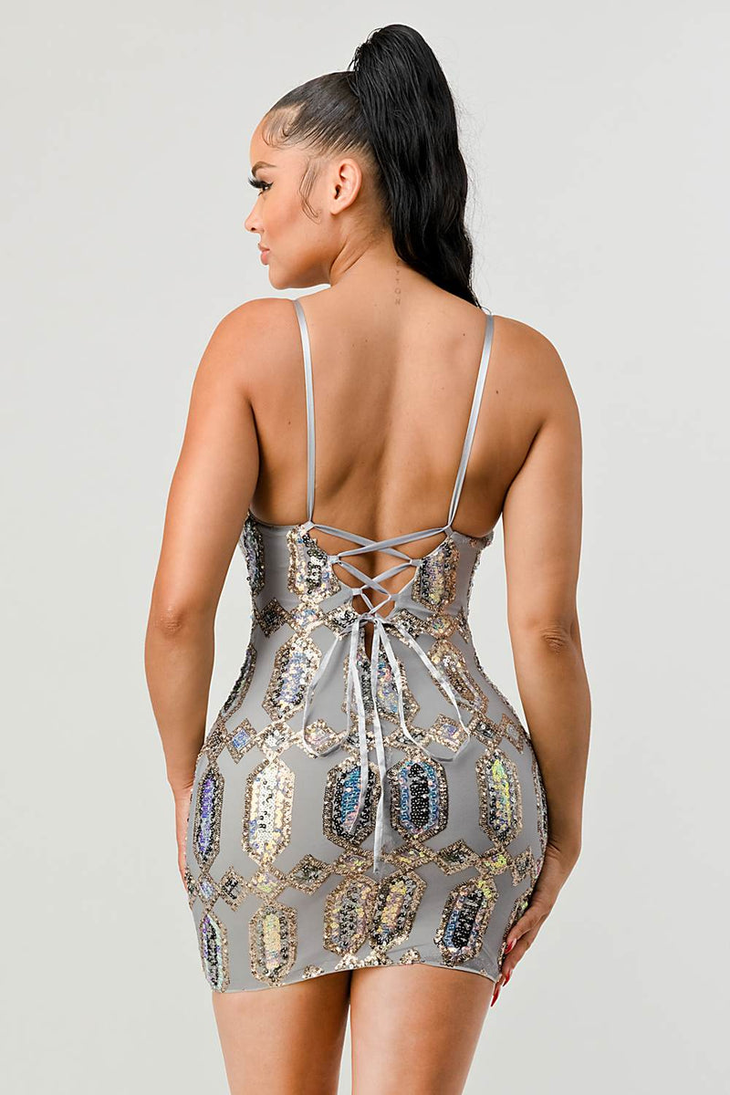 Sequin Pattern Lace Sexy Dress