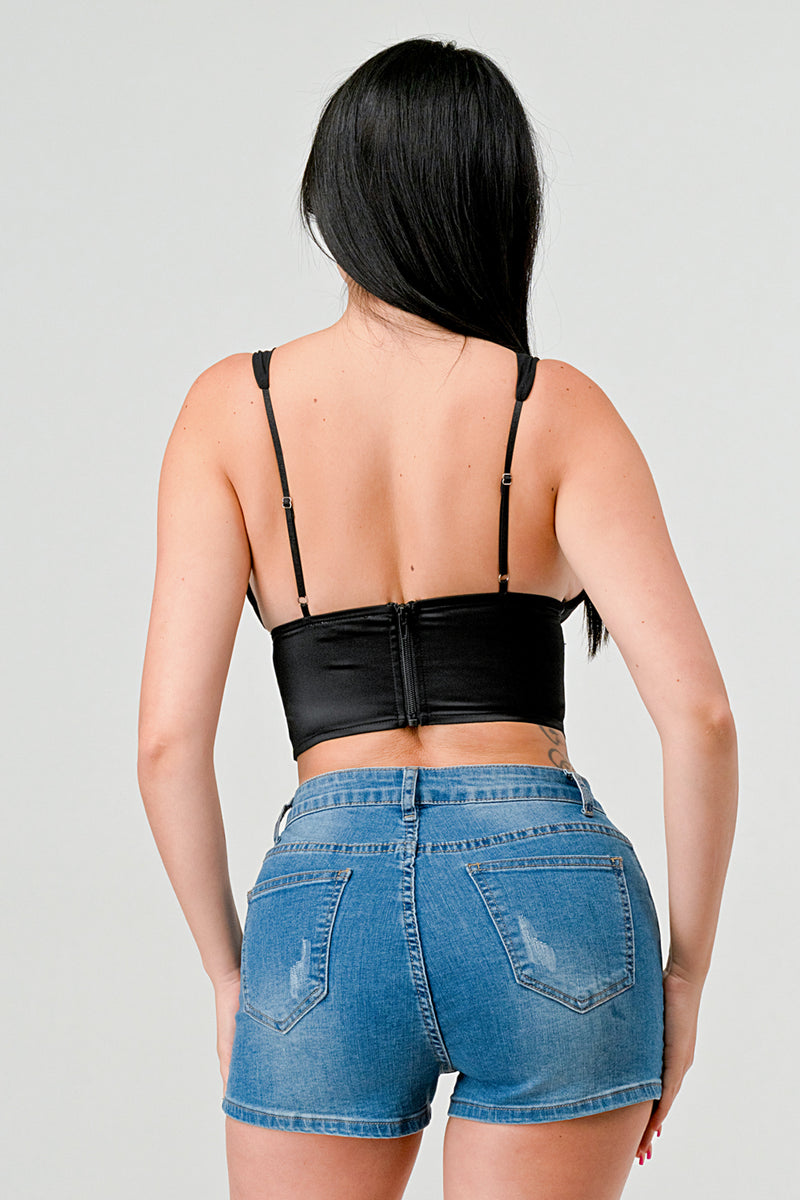 Satin Plunge Bustier Top