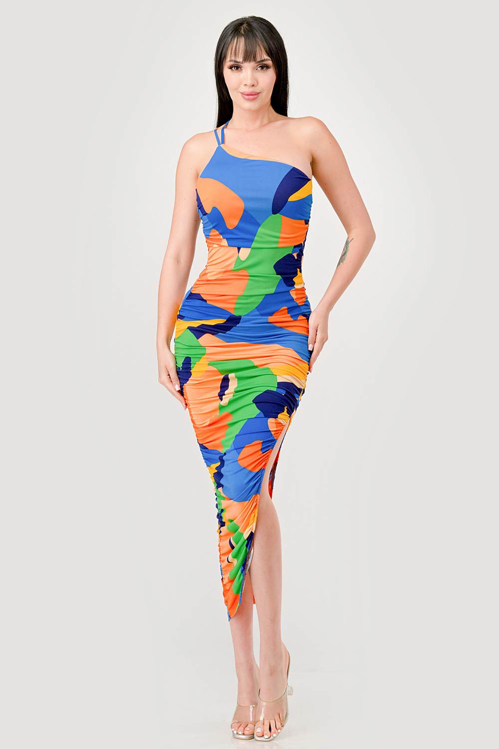 Color Block Mesh Midi Dress Divine Silhouette Color Block Mesh Midi Dress Divine Silhouette