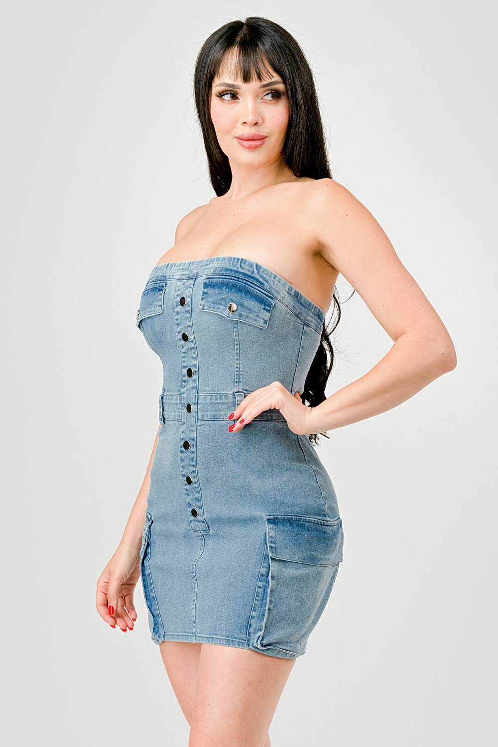 Off-Shoulder Denim Mini Dress