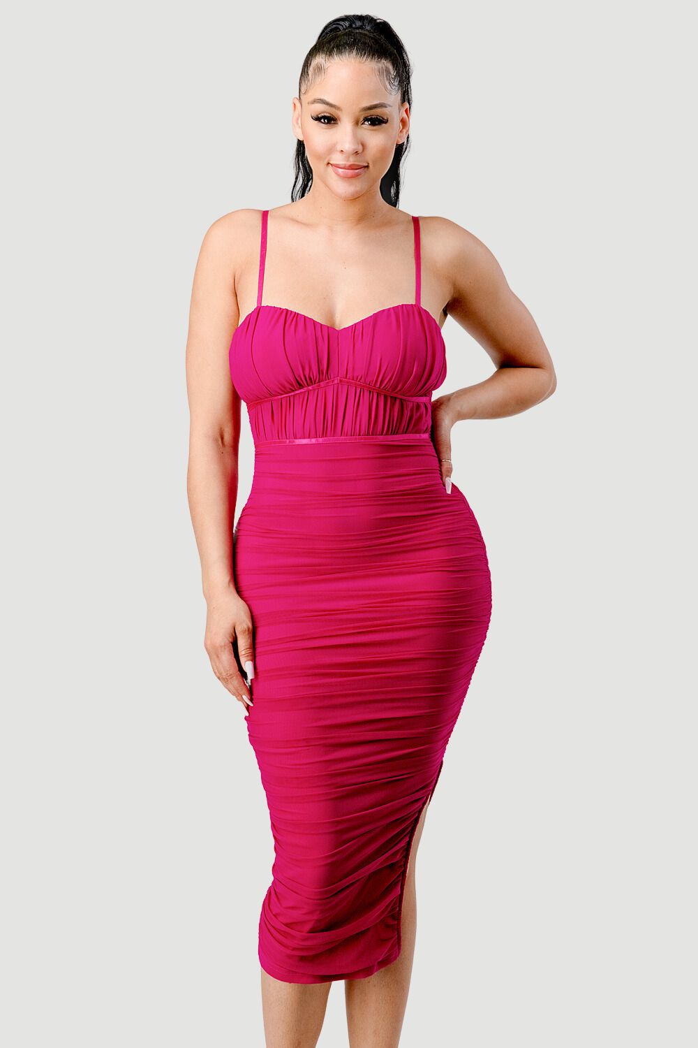 Luxurious Meshed Slit Dress