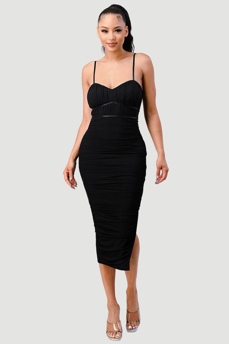 Luxurious Meshed Slit Dress