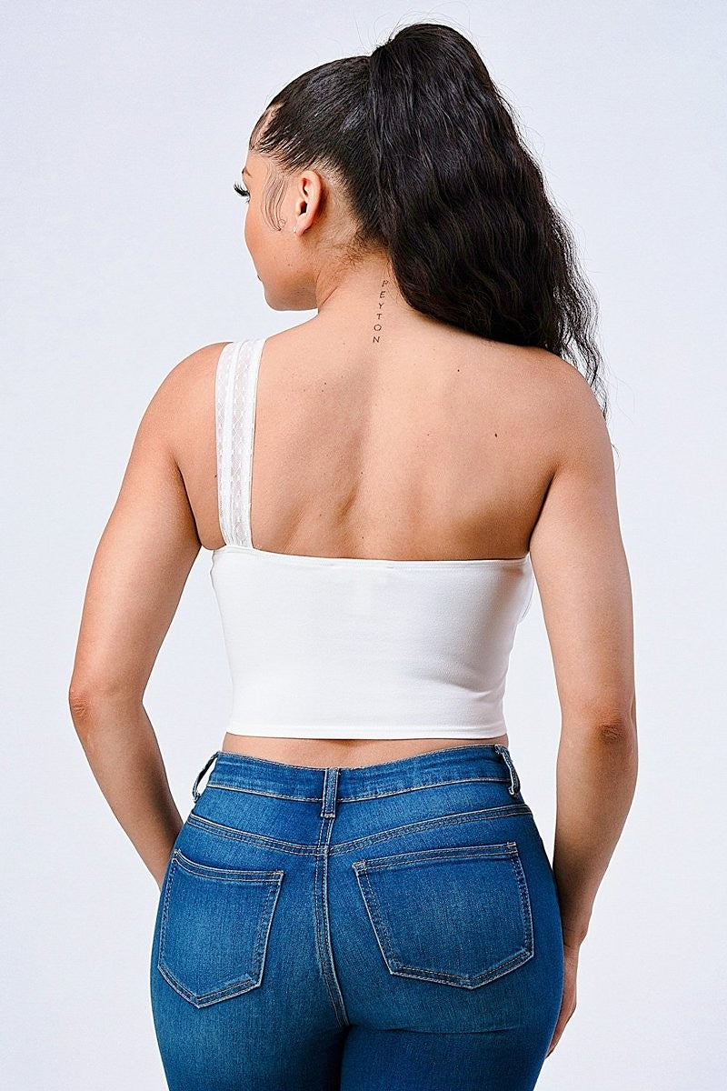 Haut de luxe une épaule en maille à pois