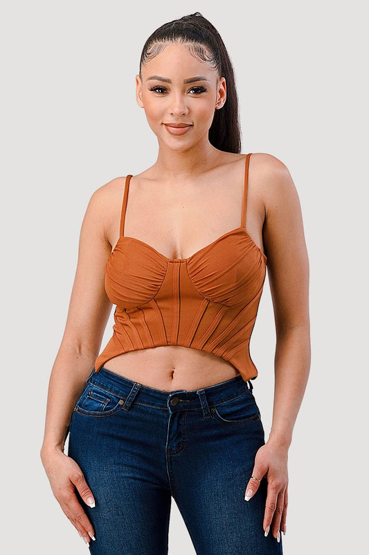 Sophisticated Contrast Bustier Top