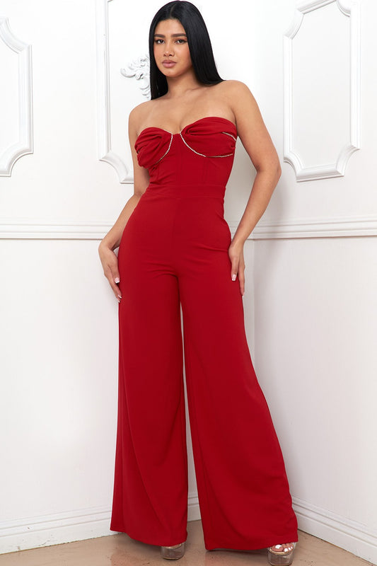 Rhinestone Tube Top Jumpsuit